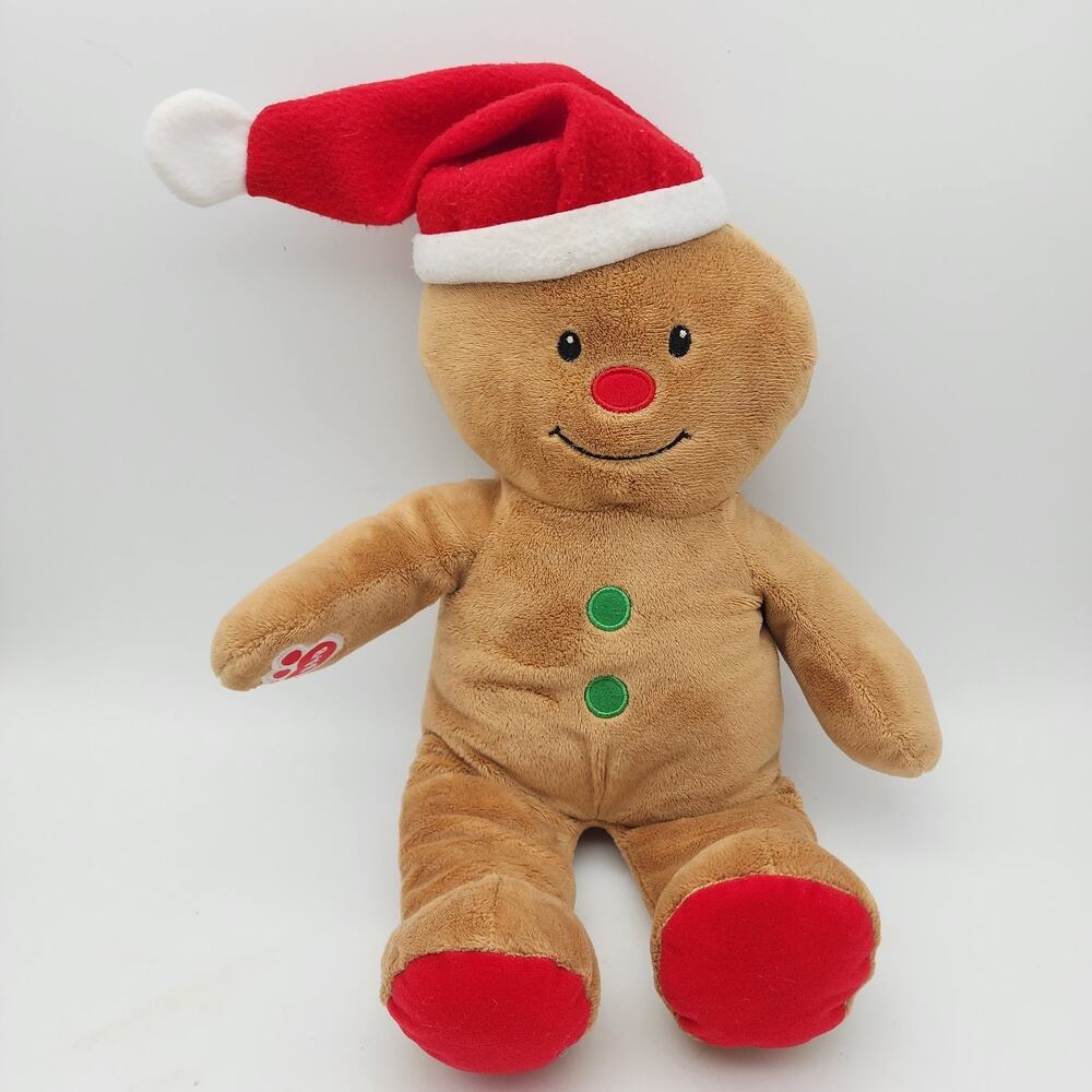 Build a Bear Gingerbread Man Plush Stuffed Toy 16" Santa Hat Christmas BABW 2017